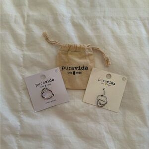 2 Pura Vida Silver Rings with Pouch